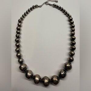 Silpada Sterling Silver Chunky Bead Necklace 17” Oxidized Statement